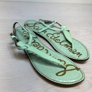 Sam Edelman Gigi Aqua Blue Leather Flat Thong Sandal Size 10M